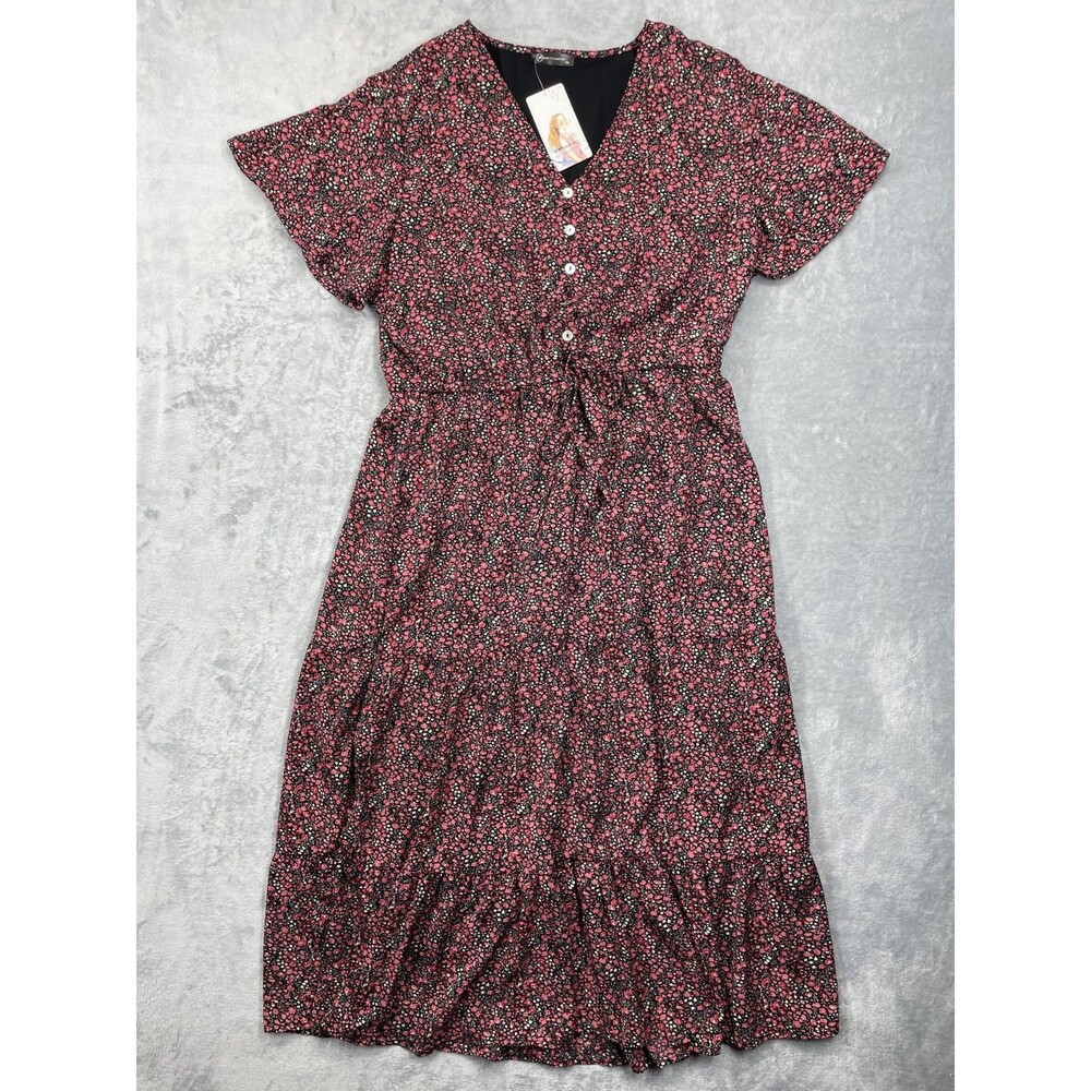 NWT PRETTYGARDEN XXL Floral Maxi Dress Short Sleeve